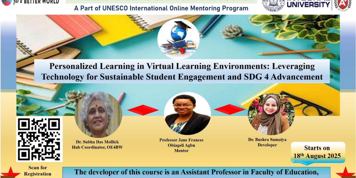 MOOC titled "Personalized Learning in Virtual Learning Environments: Leveraging Technology for Sustainable Student Engagement and SDG 4 Advancement"